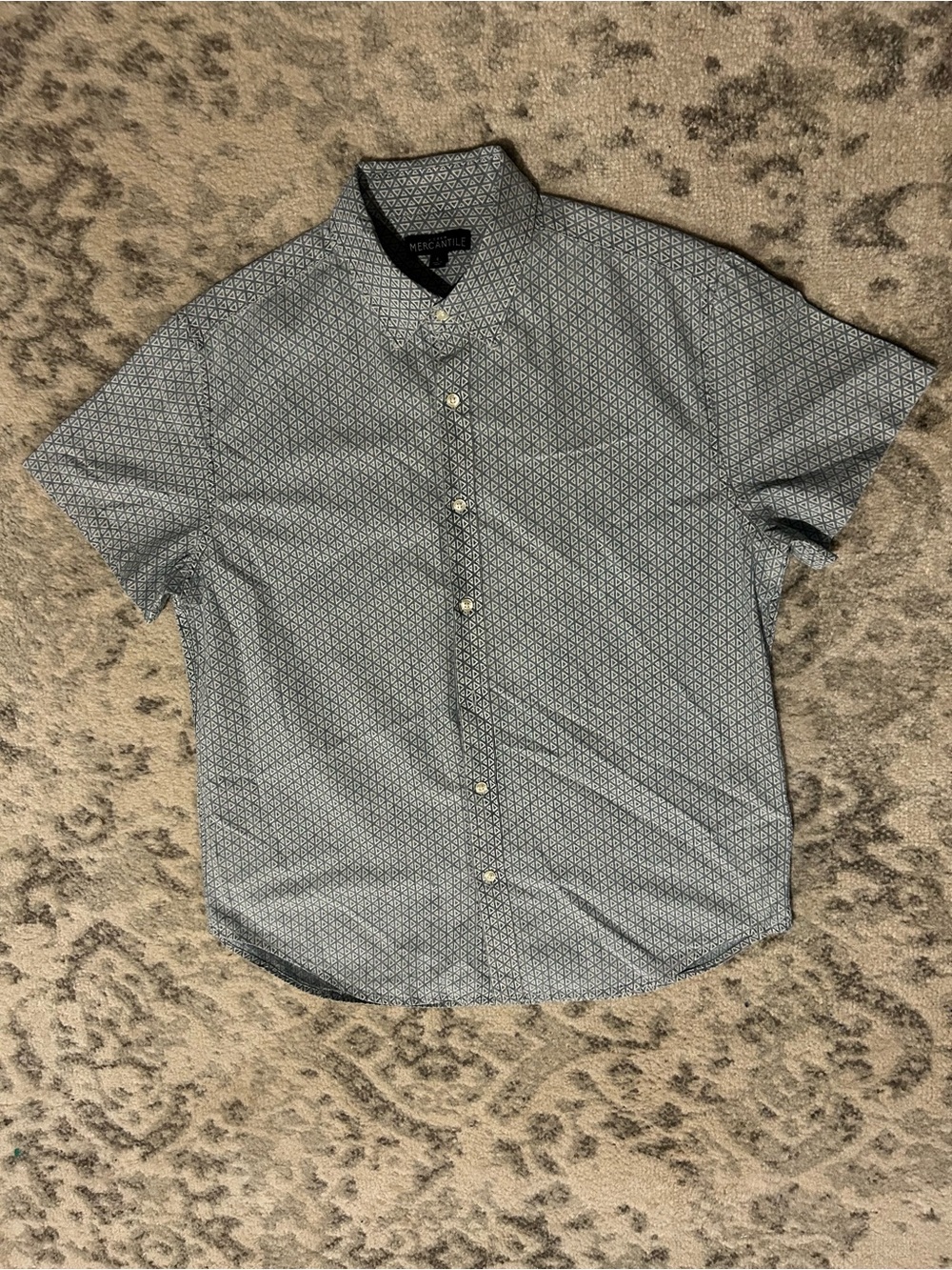 J crew mercantile large men’s shirt button up blue triangles basics vacation